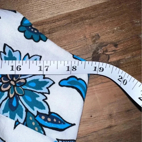 Ann Taylor Spaghetti Strap Dress, White & Turquoise, Size 12 - Picture 9 of 10